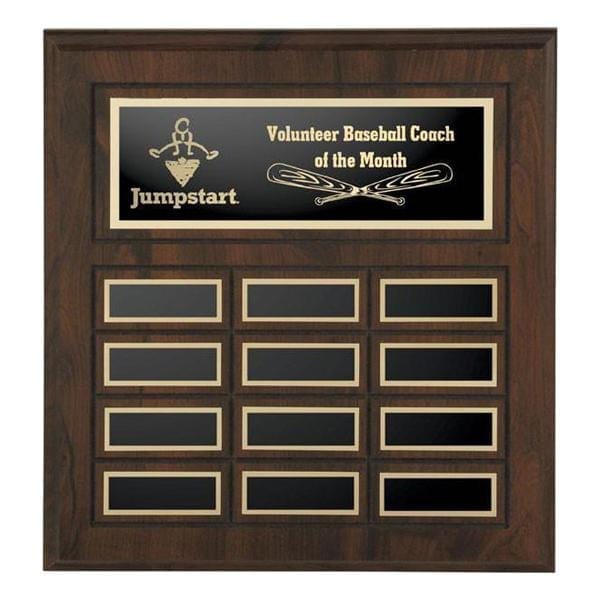 Annual Plaque - Cherrywood Laminated Plaque - 12 Plates (A2133) - Quest Awards