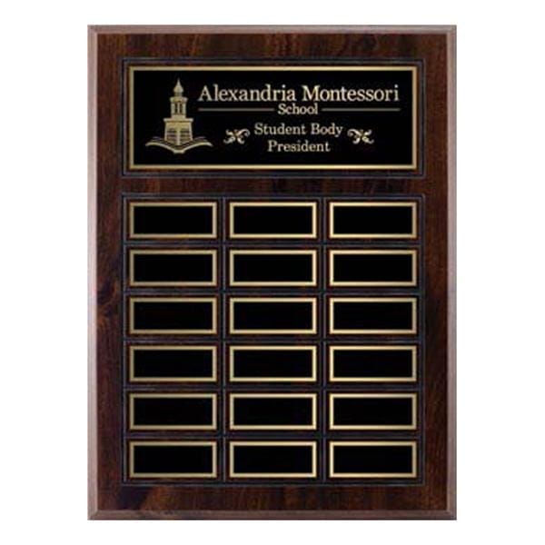 Annual Plaque - Cherrywood Laminated Plaque - 18 Plates (A2134) - Quest Awards