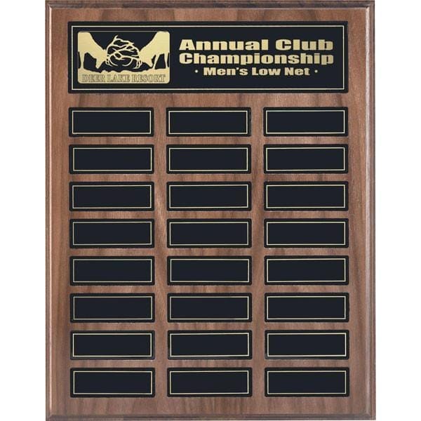 Annual Plaque - Magnetic Plaque - Walnut - 24 Plates (A2138) - Quest Awards