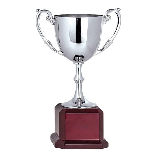 Cups - Nickel Plated - Silver Cup on Square Rosewood Base (A3431) - Quest Awards