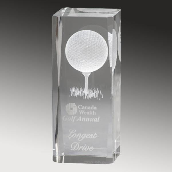 Golf Trophy - Crystal Pillar 3-D Player (A3307) - Quest Awards