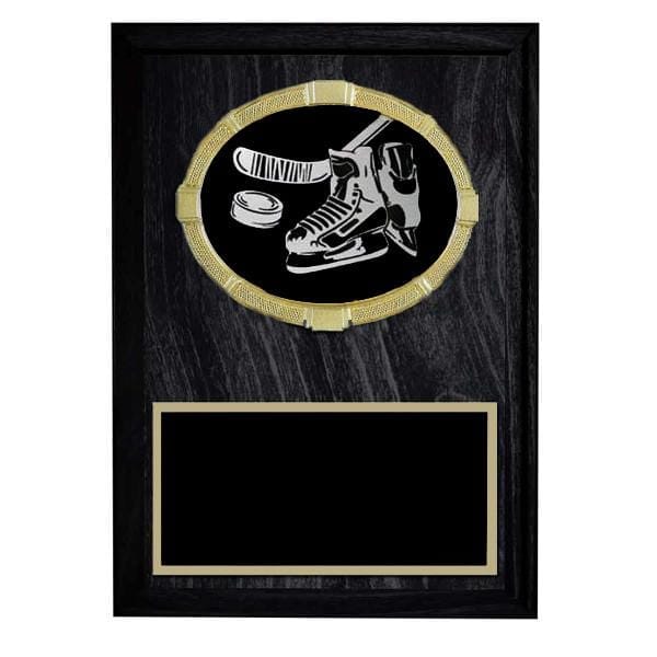 Hockey Plaque - Gold Impact Medal on Laminate Plaque (A3551) - Quest Awards