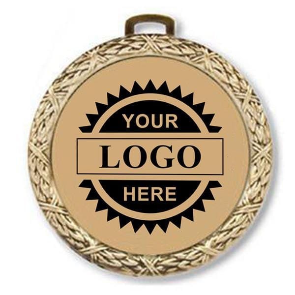 Logo Insert Medal - GOLD Weave - Black Engraving - 2 1/2