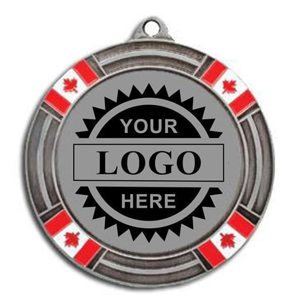 Logo Insert Medal - SILVER Canada Flag - 2 5/8