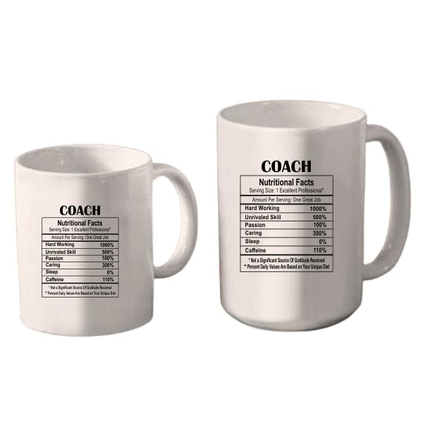 Mug Hockey - Coach -  Nutritional Facts (A3922) Coffee Mug Quest Awards - Mug