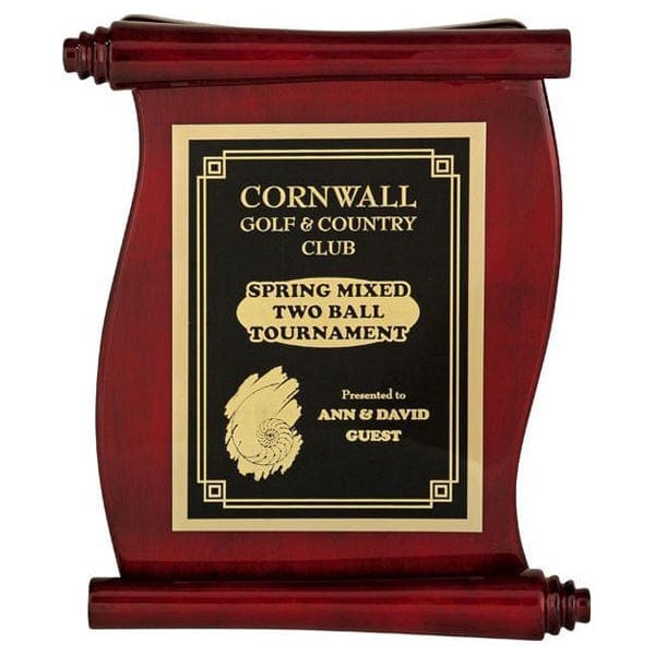 Piano Finish Plaques - Rosewood Scroll with Plate (A2900) - Quest Awards