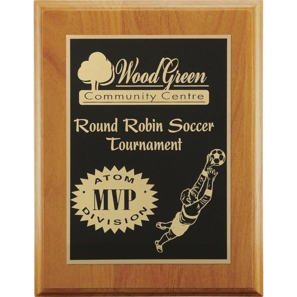 Plaque - Red Alder Wood - Square Edge with plate (A2914) - Quest Awards