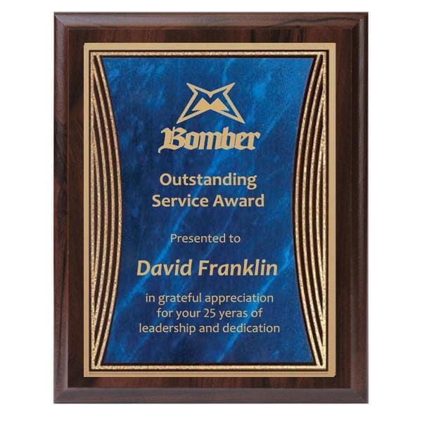 Plaque - Tribute Series Blue Marble Plate with Gold Engraving (A2923) - Quest Awards